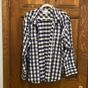 J.Crew navy/white plaid shirt jacket - size 12